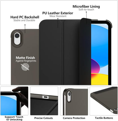 Homeecore for iPad (A16) 11th Generation Case 11 Inch 2025, iPad 10th Generation Case 10.9 Inch 2022, Slim Stand Hard PC Translucent Back Shell Smart Cover, Support Touch ID, Auto Wake/Sleep, Navy Blue